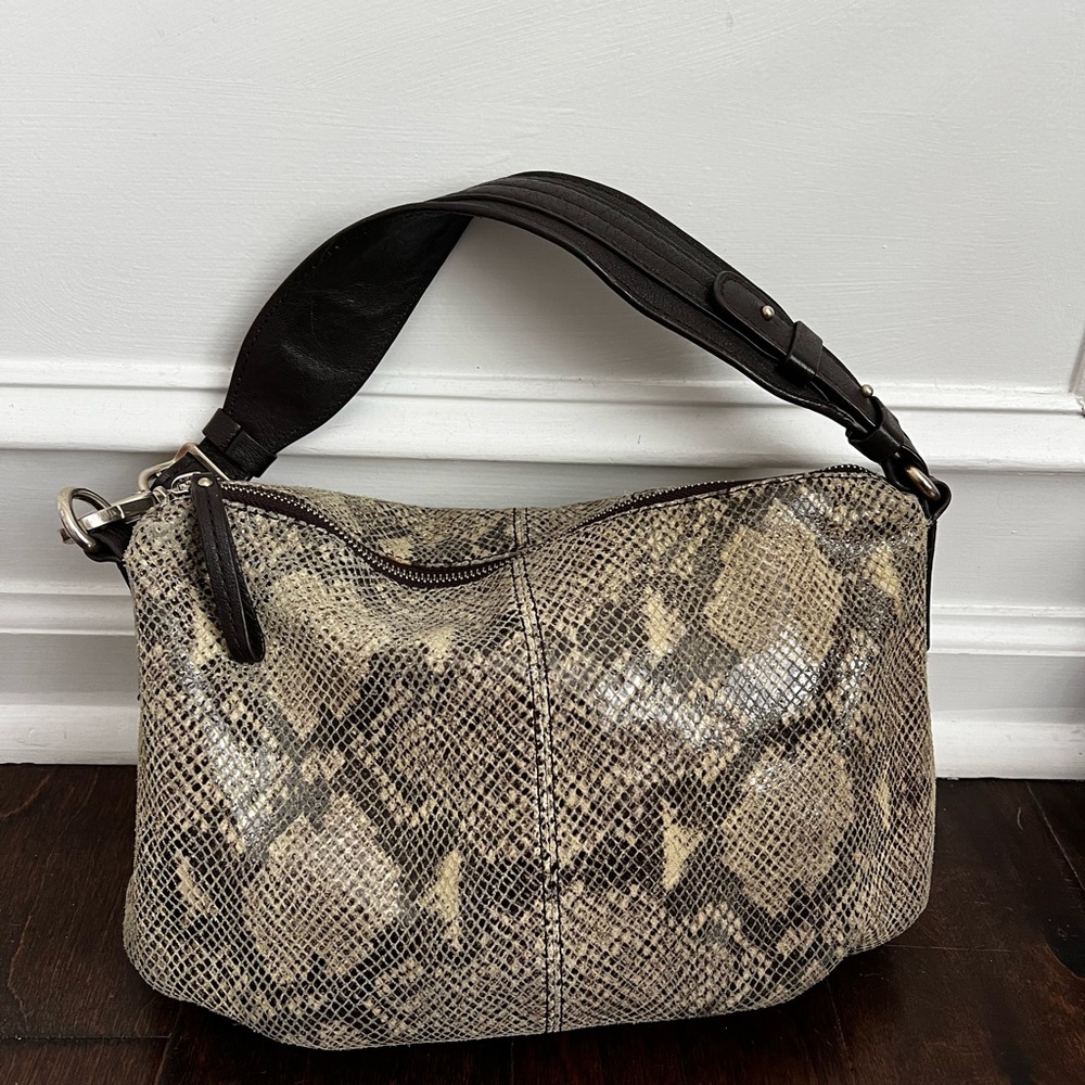 Banana Republic Snake Print Shoulder Bag - Black and Cream